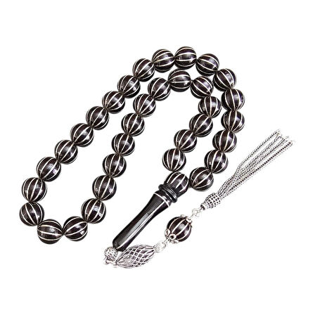 ​12'li Gümüş Karpuz Yarma Gürcü Taşı Tesbih Lt1435