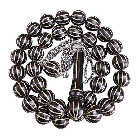 ​12'li Gümüş Karpuz Yarma Gürcü Taşı Tesbih Lt1435