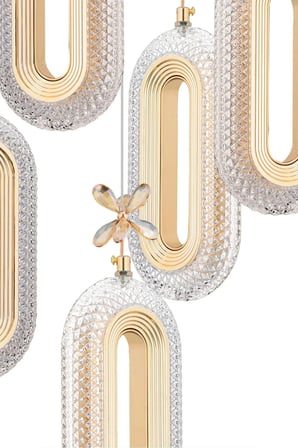 Eclipse Model 5'li Kumandalı Gold 3 Renk Ledli Kristal Taşlı Modern Salon Mutfak Oturma Odası Led Avize