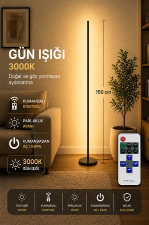 Luma Gün Işığı 3000K Kumandalı Lambader 150 CM