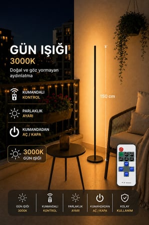 Luma Gün Işığı 3000K Kumandalı Lambader 150 CM