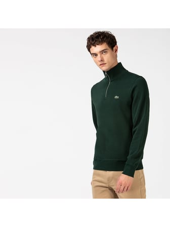 Lacoste Erkek Regular Fit Yarım Fermuarlı Koyu Yeşil Sweatshirt