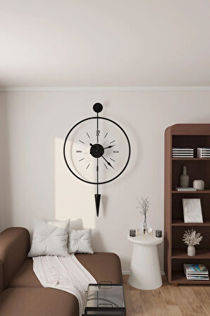 (BÜYÜK BOY)siyah Luxrypendulum Series - Modern Dekoratif Metal Duvar Saati