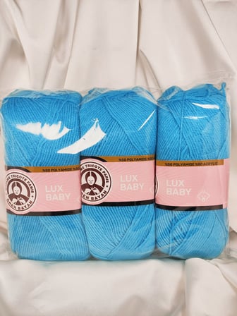 LUX BABY Turkuaz Mavi El Örgü İpi Art NO:3010 - Nm:3.4 - 100gr. 340mt. (3 Adet) - Renk: 023