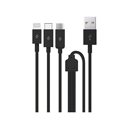 ttec Trio 3'Lü Şarj Kablosu  Lightning / Type-C / Micro / USB-A 2DK7521