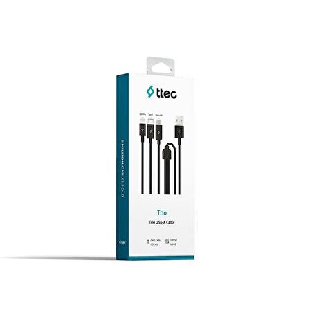 ttec Trio 3'Lü Şarj Kablosu  Lightning / Type-C / Micro / USB-A 2DK7521