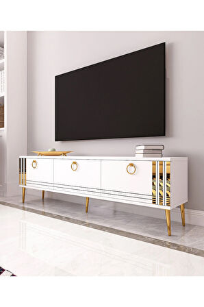 Altın Tv Ünitesi | Beyaz - Beyaz
