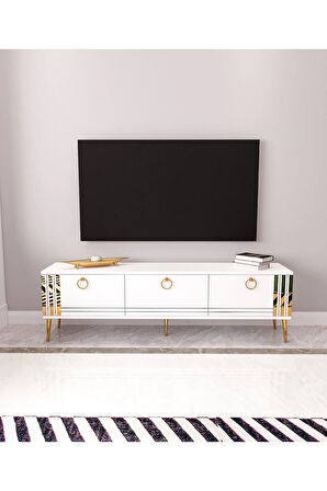 Altın Tv Ünitesi | Beyaz - Beyaz