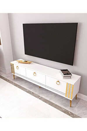 Altın Tv Ünitesi | Beyaz - Beyaz
