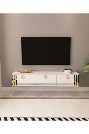 Sahran Tv Ünitesi Duvara Monte Altın | Beyaz - Beyaz