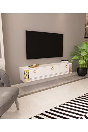 Sahran Tv Ünitesi Duvara Monte Altın | Beyaz - Beyaz