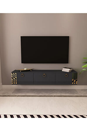 Sahran Tv Ünitesi Duvara Monte Altın | Antrasit - Antrasit