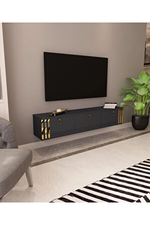 Sahran Tv Ünitesi Duvara Monte Altın | Antrasit - Antrasit