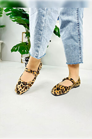 Günlük Kadın Babet Oval Burunlu Sade Şık Alçak Topuklu Tokalı Hafif Rahat Ayakkabı M-506