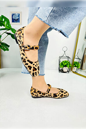 Günlük Kadın Babet Oval Burunlu Sade Şık Alçak Topuklu Tokalı Hafif Rahat Ayakkabı M-506