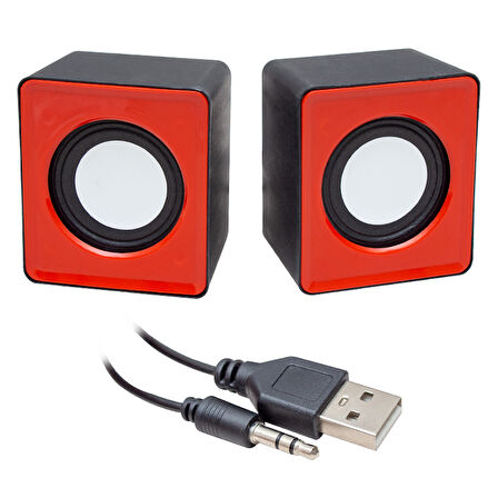 MAGICVOICE T-001 1+1 KARE MODEL MİNİ USB HOPARLÖR - SPEAKER (2*3 WATT)