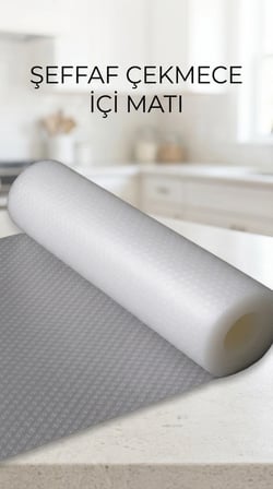 Şeffaf Kaydırmaz Raflık Koruyucu Pvc Dolap İçi Çekmece Örtüsü 45x300cm