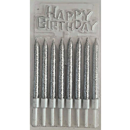 Pasta Mumu 8'li - Happy Birthday - Gümüş