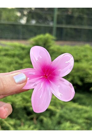 Pembe Çiçek Büyük Boy Hibisküs Mandal Toka