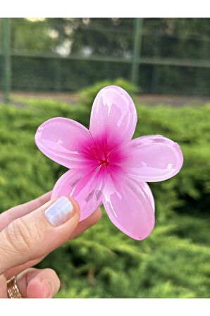 Pembe Çiçek Büyük Boy Hibisküs Mandal Toka
