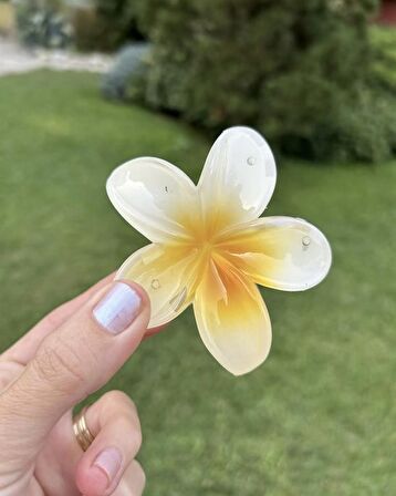 Hibisküs Mandal Büyük Boy Sarı Çiçek Toka - Yeni Trend Saç Aksesuarı