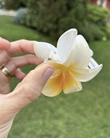 Hibisküs Mandal Büyük Boy Sarı Çiçek Toka - Yeni Trend Saç Aksesuarı