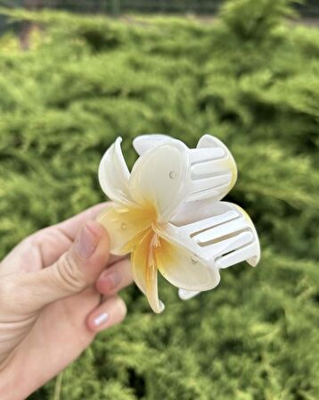 Hibisküs Mandal Büyük Boy Sarı Çiçek Toka - Yeni Trend Saç Aksesuarı