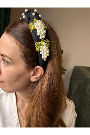 Tasarım El Yapımı El İşlemeli İncili Üzüm Saç Aksesuarı Taç