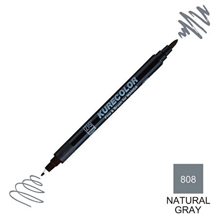 Zig Kurecolor Mangaka Fine&Brush Çift Taraflı Kalem CNKC-2200 No 808 Natural Gray