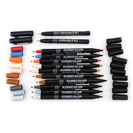 Zig Kurecolor Mangaka Fine&Brush Çift Taraflı Kalem CNKC-2200 No 367 Dull Blue