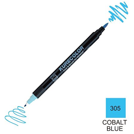 Zig Kurecolor Mangaka Fine&Brush Çift Taraflı Kalem CNKC-2200 No 305 Cobalt Blue