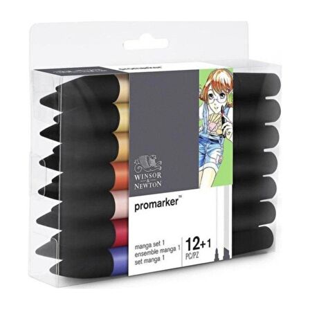 Winsor Newton Promarker Genişletilmiş Manga Seti 1 (12 Renk + Blender)