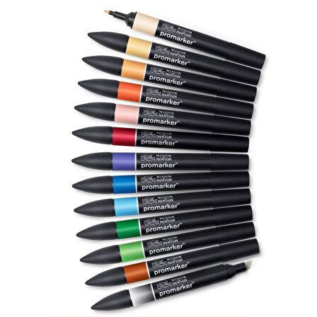 Winsor Newton Promarker Genişletilmiş Manga Seti 1 (12 Renk + Blender)