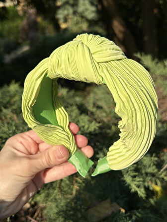 Kadın Pilise Kumaş Yeşil Düğümlü Taç Saç Aksesuarı Günlük