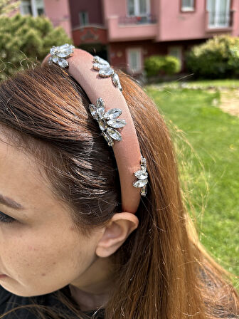 Abiye Kadın Mezuniyet Kına İnce Model Avize Taşlı Vizon Taç Saç Aksesuarı
