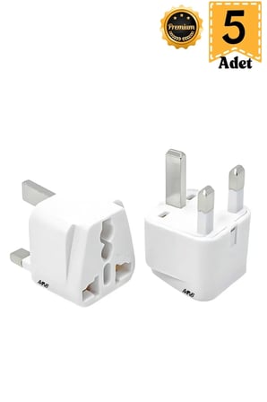 MN6 M006 Type G Priz Dönüştürücü 5 Adet – Evrensel Girişli Kıbrıs Hac Umre İngiltere Seyahat Adaptörü 13A 250V