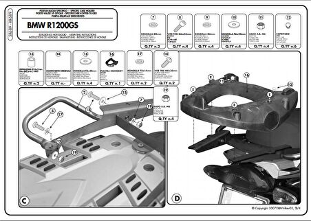 Kappa KR689 BMW R 1200 GS (04-12) Arka Canta Tasıyıcı