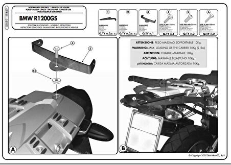 Kappa KR689 BMW R 1200 GS (04-12) Arka Canta Tasıyıcı