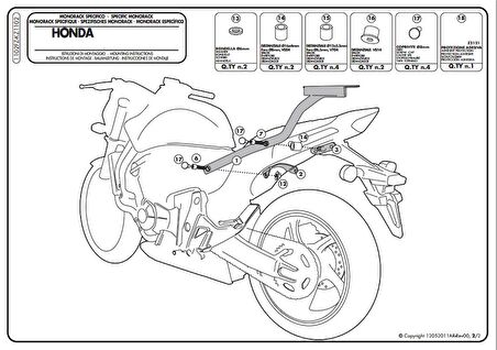 Kappa KZ1102 HONDA CBR 600F HORNET CB 600 (11-13) Arka Canta Tasıyıcı
