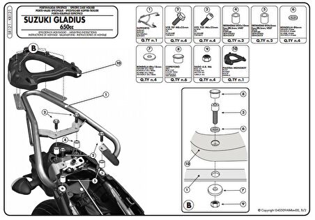 Kappa KR121 Suzukı GLADIUS 650 (09-15) Arka Canta Tasıyıcı