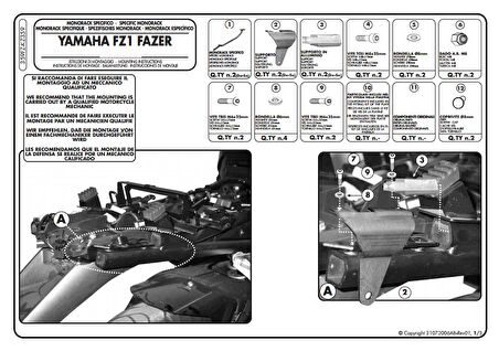 Kappa KZ359 Yamaha FZ1 FAZER 1000 (06-15) Arka Canta Tasıyıcı