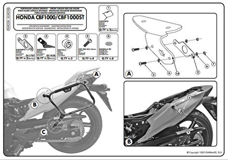 Kappa KLXR208 Honda CBF 1000 ST (10-14) Yan Canta Tasıyıcı