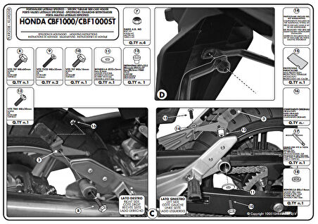 Kappa KLXR208 Honda CBF 1000 ST (10-14) Yan Canta Tasıyıcı