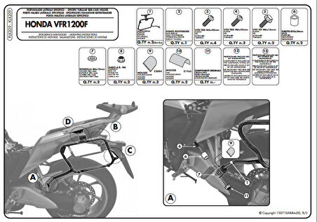 Kappa KLX209 Honda VFR 1200 F (10-15) Yan Canta Tasıyıcı