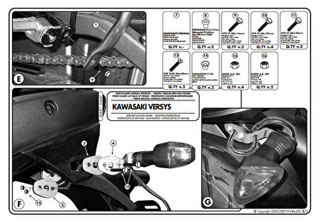 Kappa KL447 Kawasakı VERSYS 650 (06-09) Yan Canta Tasıyıcı
