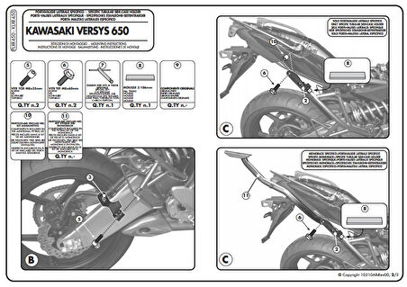 Kappa KLXR450 Kawasakı VERSYS 650 (10-14) Yan Canta Tasıyıcı