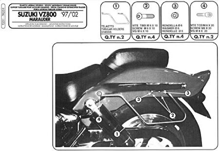 Kappa TK251 SUZUKI VZ 800 MARAUDER (9702) Yan Kumas Canta Tasıyıcı