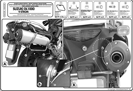 Kappa KLX528 Suzukı DL 1000 V-STROM (02-11) KAWASAKI KLV 1000 (04-10) Yan Canta Tasıyıcı