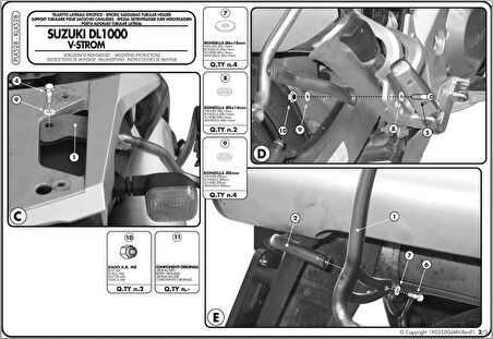 Kappa KLX528 Suzukı DL 1000 V-STROM (02-11) KAWASAKI KLV 1000 (04-10) Yan Canta Tasıyıcı