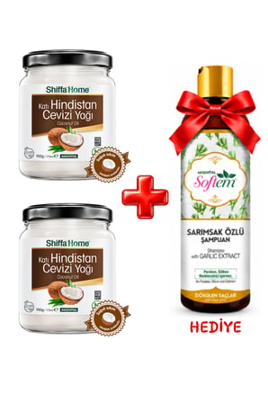 2 Adet Hindistan Cevizi Yağı 170ml  ( Sarımsak Özlü Şampuan 400ml Hediye ! )